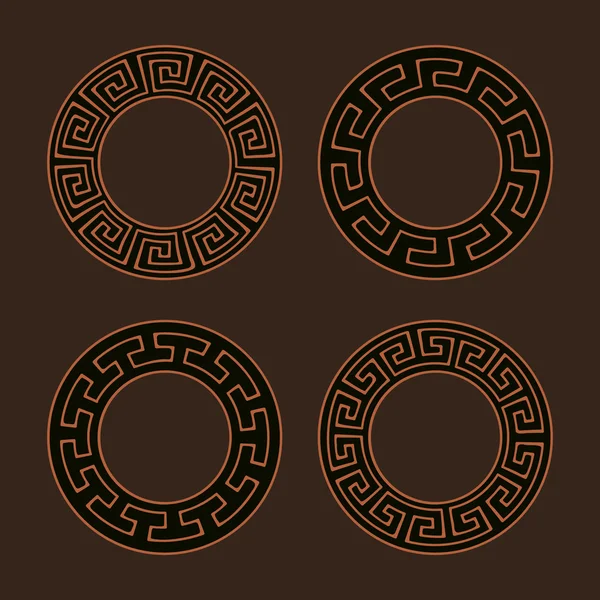 Vector set of four round meander frames. — Stock Vector