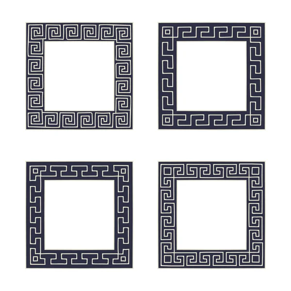 Vector set of four square meander frames. — Stock Vector