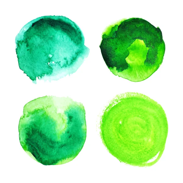 Set van groene aquarel vlekken. — Stockvector