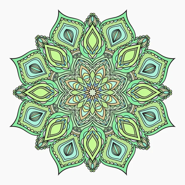 Hand getekende zentangle Lace groen patroon. — Stockvector