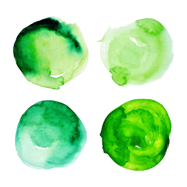 녹색 수채화 얼룩의 세트. — 스톡 벡터