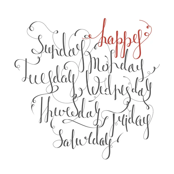 Handskrivna dagar i veckan — Stock vektor