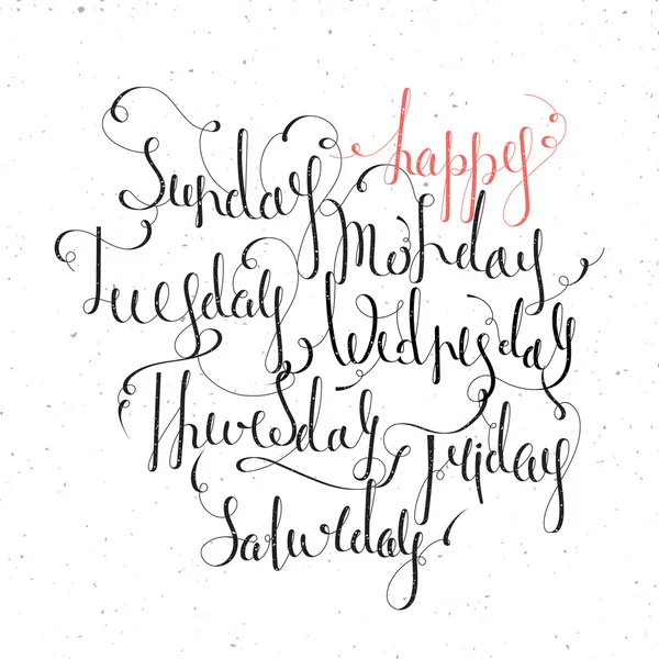 Handskrivna dagar i veckan — Stock vektor