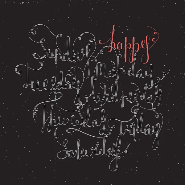 Handwritten days of the week — Stock Vector