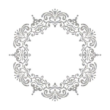 Zarif lüks vintage daire gümüş çerçeve çiçek