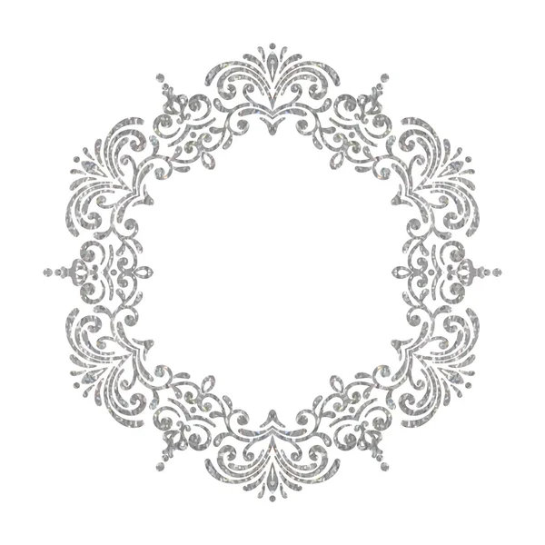 Елегантна розкішна вінтажне коло срібна квіткова рамка — стоковий вектор