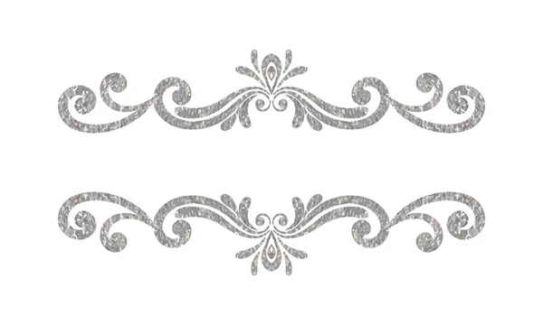 Elegante borde floral vintage de plata de lujo — Vector de stock