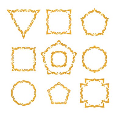 Vektör kümesi on farklı retro çerçeve çiçek