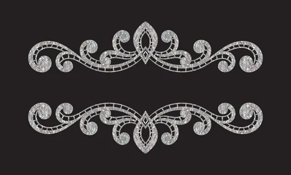 Elegante borde floral vintage de plata de lujo — Vector de stock