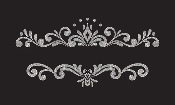 豪华典雅复古银花卉边框 — 图库矢量图片