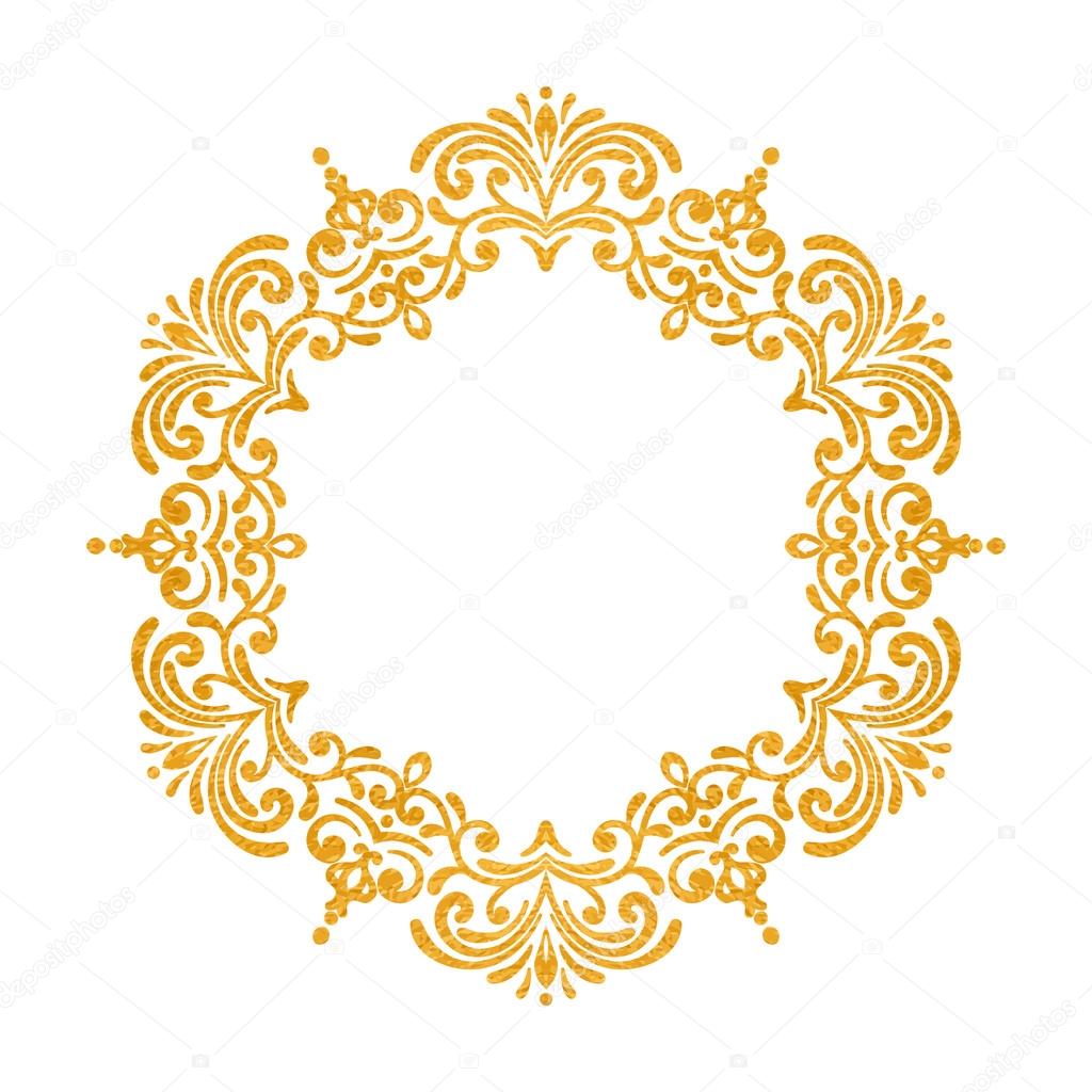 Elegant luxury vintage round gold floral frame