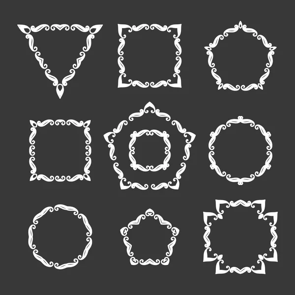 Vektor-Set mit zehn verschiedenen Retro-Blumenrahmen — Stockvektor