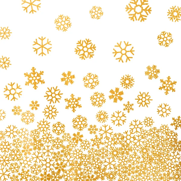 Patrón abstracto de la caída de copos de nieve dorados . — Vector de stock