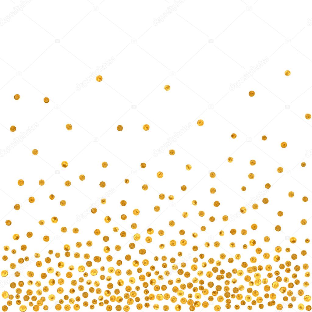 Abstract pattern of random falling golden dots.