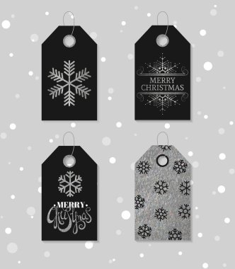 Silver textured festive gift tags.