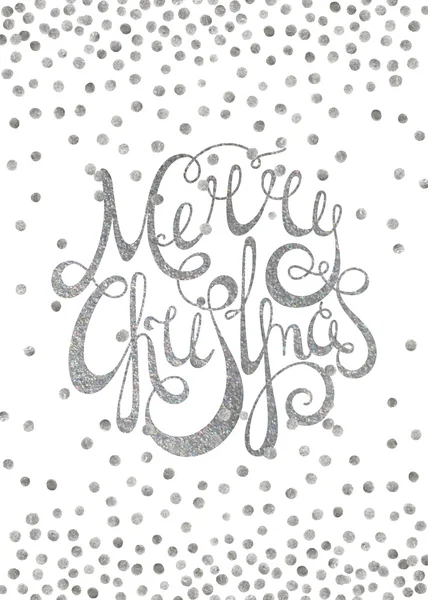 Silver calligraphic inscription Merry Christmas. — Stock Vector