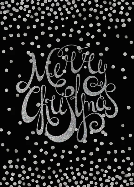 Ezüst kalligrafikus felirat boldog karácsonyt. — Stock Vector
