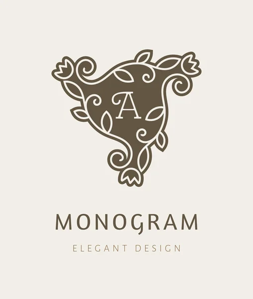 Elegant floral monogram logo design template. — Stock Vector