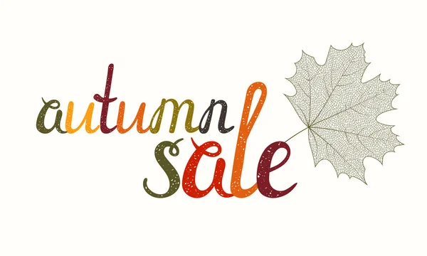 Inscrição de venda de outono com folha de bordo . — Vetor de Stock