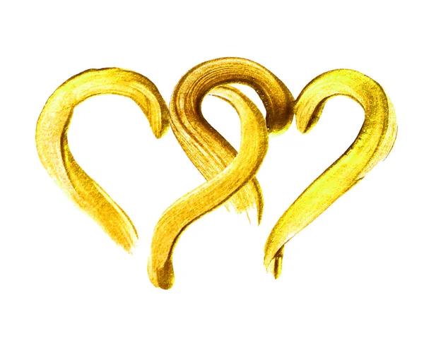 Two hand-drawn gold hearts. — Διανυσματικό Αρχείο