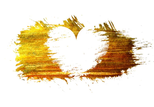White heart on a gold stain background. — Stock vektor