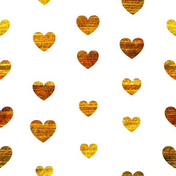 Seamless pattern of golden hearts. — Stock Vector