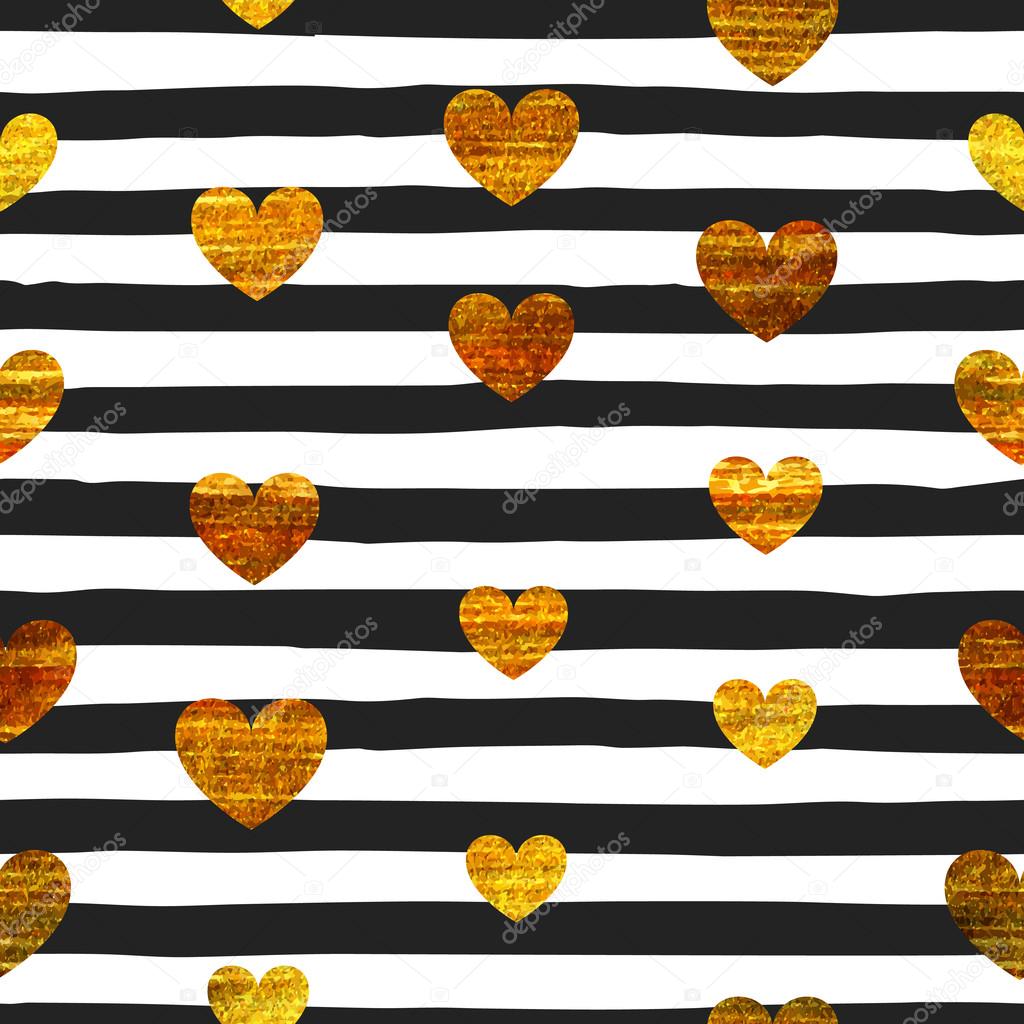 Seamless pattern of gold hearts.