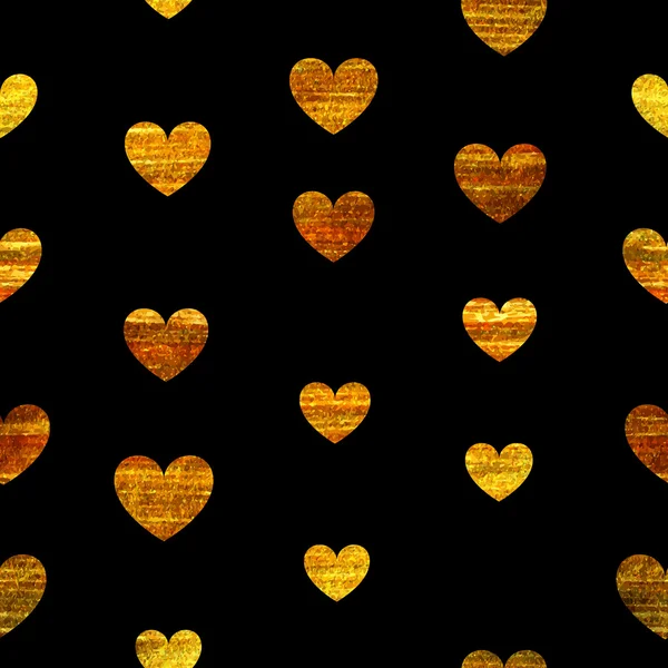 Naadloze patroon van gouden hart. — Stockvector