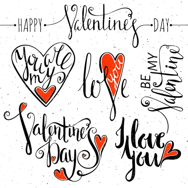 Set of lettering for Valentines Day. — Stock Vector