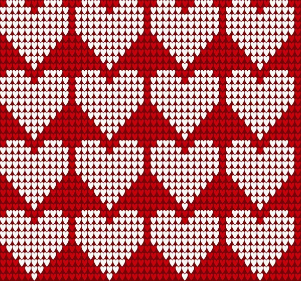Knitted texture seamless pattern with hearts. — Wektor stockowy
