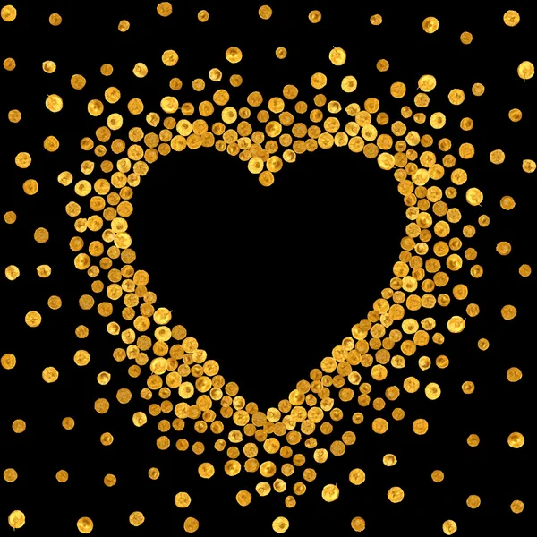 Gold frame in the shape of heart. — Stock Vector