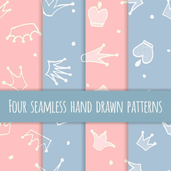 Cute hand drawn blue and pink seamless pattern. Vector Graphics