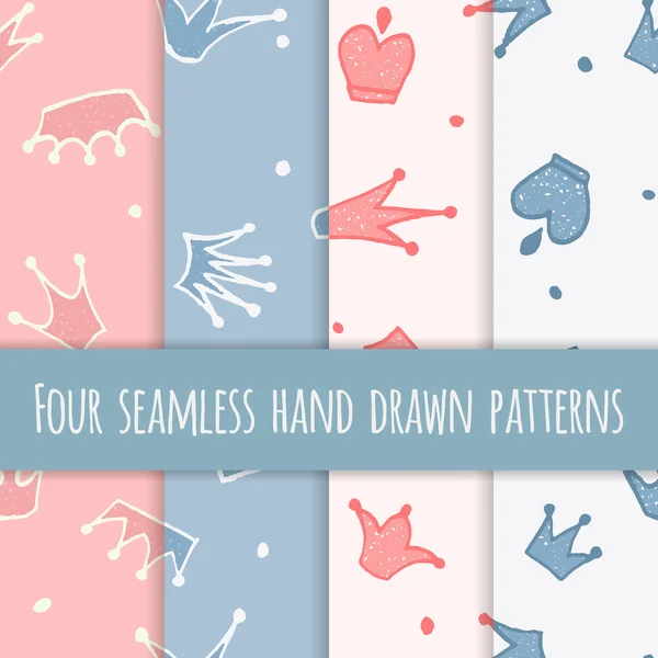 Cute hand drawn blue and pink seamless pattern. Stock Vector