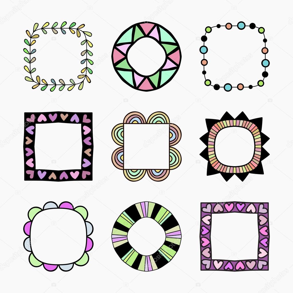 Vector set of nine frames.