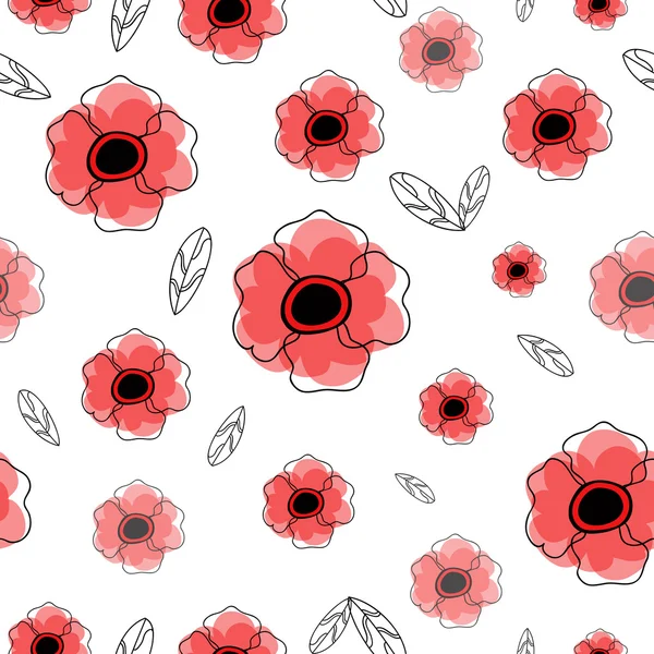 Seamless pattern with abstract flowers on white background — Stock Vector