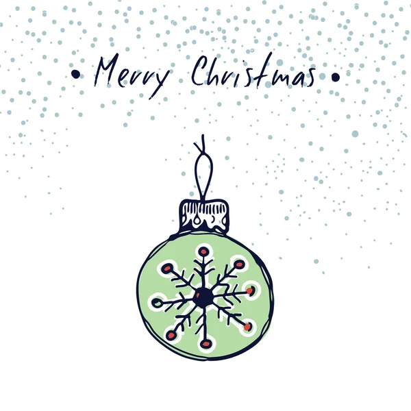 Handskizzierte Weihnachtsgrußkarte mit Hängespielzeug. Frohe Weihnachten. Illustration des Wintervektors — Stockvektor
