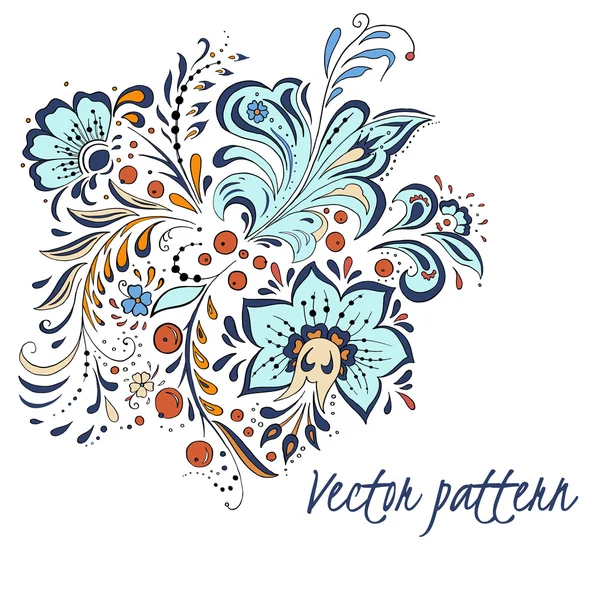 Vektör renkli Rus tarzı doku soyut çiçekli beyaz arka plan üzerinde izole