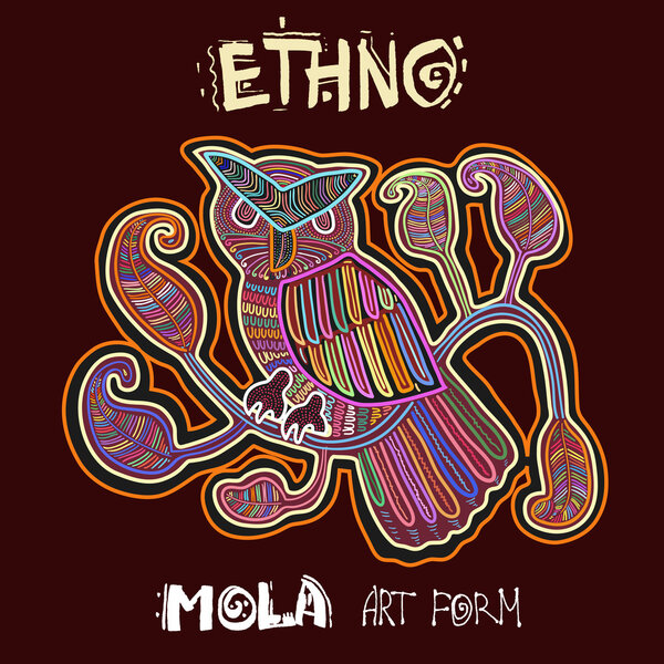 Элемент векторного этнического дизайна. ЭТНО. Форма искусства MOLA. Птица в стиле Мола. Этно-яркая декоративная иллюстрация
