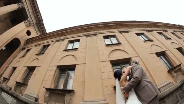 Wedding Couple On Nature — Stock Video