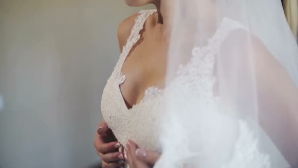 Preparación de la novia sexy — Vídeo de stock