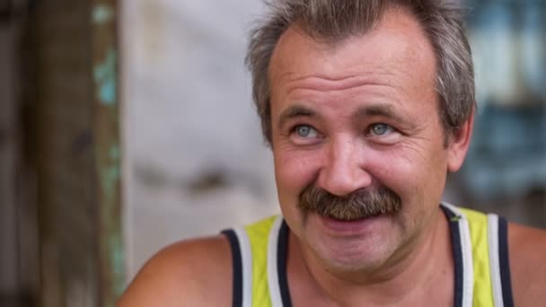 Portrait of Cheerful Rural Man — Stock Video