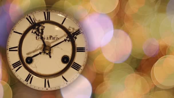 Reloj de navidad vintage — Vídeo de stock
