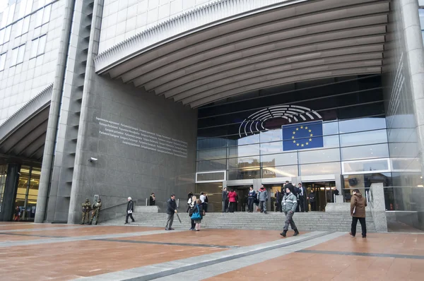 Бельгія, січня 2016. Європейського парламенту в Брюсселі, основним будівництва Стокове Фото