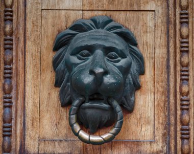 Ahşap kapılar aslanlar kafasına şeklinde antik bronz kolu