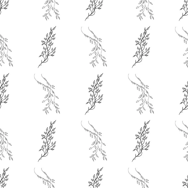 Doodle Einfachen Vektor Nahtlose Muster Von Handgezeichneten Blättern Nahtloses Muster — Stockvektor