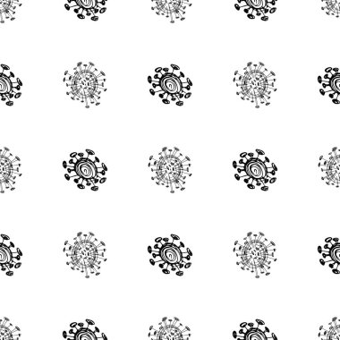 Koronavirüs mikroplarının kusursuz deseni. Coronavirus 2019-nCoV. Tıbbi bir kavramın basit öğelerini karala. Düzenlenebilir vektör vuruşu mikrobu. Virüs, bakteri. El çizimi illüstrasyon