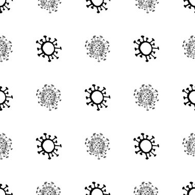 Koronavirüs mikroplarının kusursuz deseni. Coronavirus 2019-nCoV. Tıbbi bir kavramın basit öğelerini karala. Düzenlenebilir vektör vuruşu mikrobu. Virüs, bakteri. El çizimi illüstrasyon