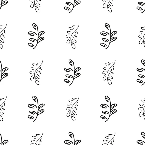 Doodle Einfachen Vektor Nahtlose Muster Von Handgezeichneten Blättern Nahtloses Muster — Stockvektor