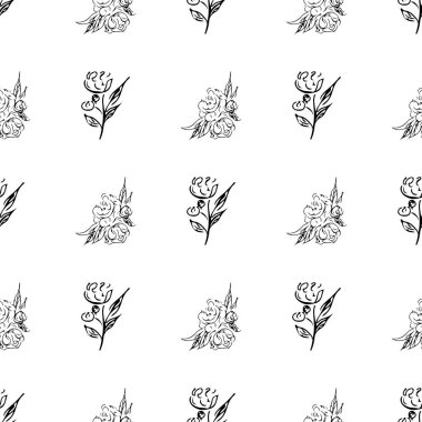 Basit, pürüzsüz, el yapımı şakayık desenleri karala. Kusursuz el yapımı şakayık deseni. Beyaz arkaplanda izole