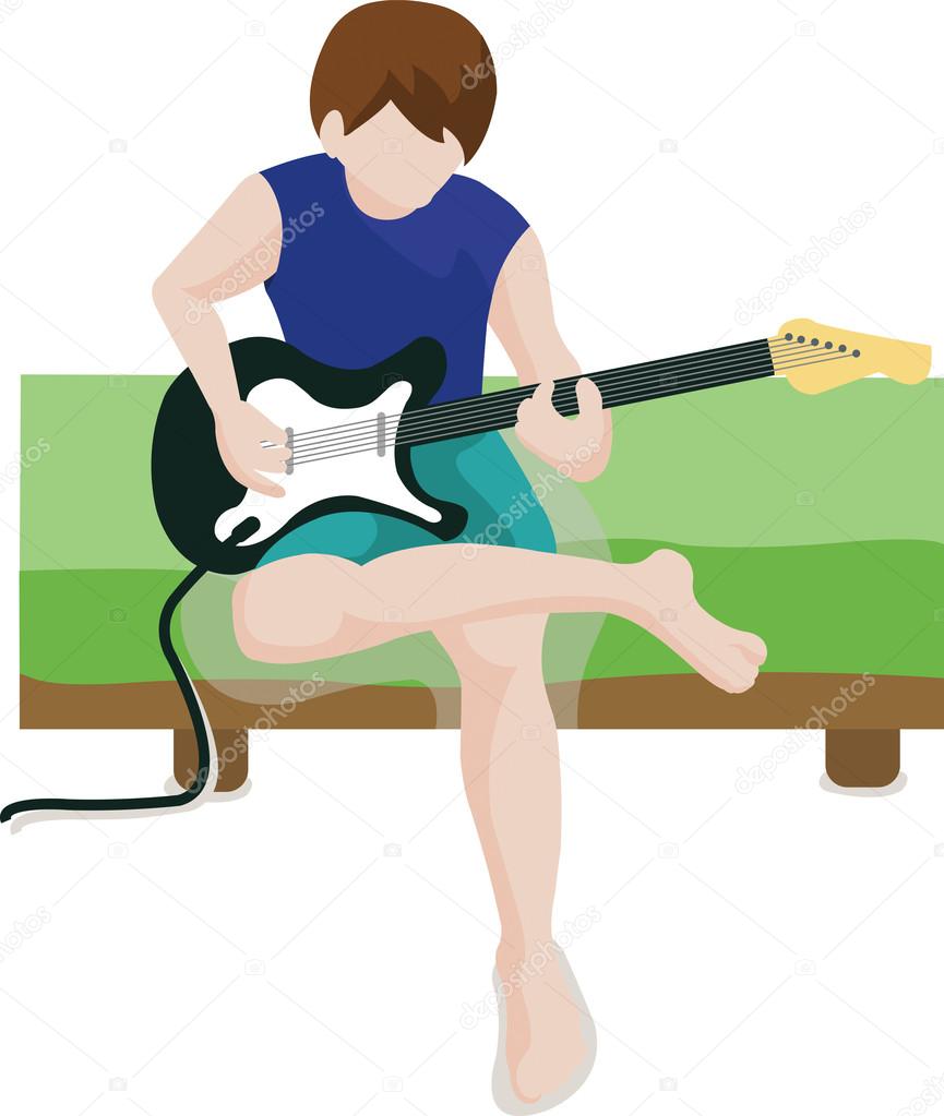 playing a guitar